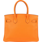 Hermès Orange Togo Leather Palladium Birkin 30 Handbag