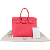 Hermès Rose Tyrien Epsom Leather Gold Birkin 35 Handbag
