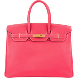 Hermès Rose Tyrien Epsom Leather Gold Birkin 35 Handbag