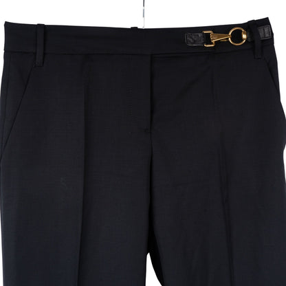 Gucci Golden Buckle Black Wool Pants (40)