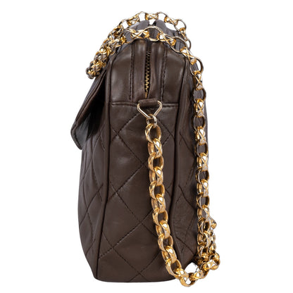 Chanel Quilted Lambskin 24K Gold Camera Crossbody Flap Bag