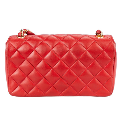Chanel Red Quilted Lambskin Mini Crossbody Single Flap Bag