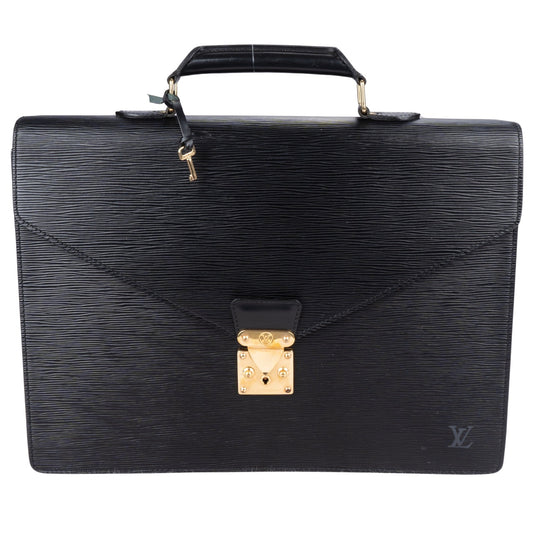 Louis Vuitton Noir Epi Leather President Serviette Business Bag