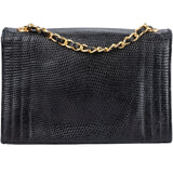 Chanel Black CC Stitch Lizard Mini Single Flap Bag