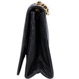 Chanel Black CC Stitch Lizard Mini Single Flap Bag