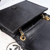 Chanel Black CC Stitch Lizard Mini Single Flap Bag