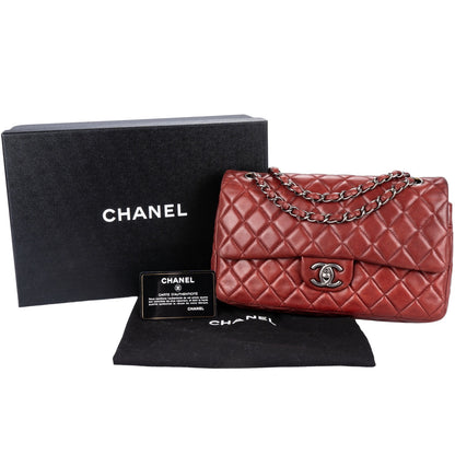 Chanel Quilted Lambskin Silver Hardware Medium Crossbody Double Flap Bag