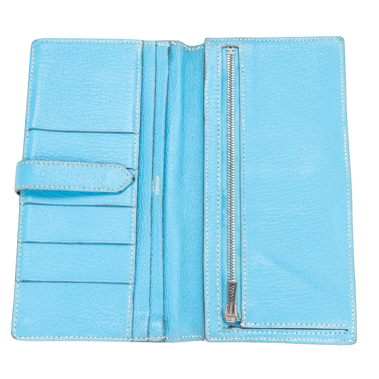 Hermes Blue Leather Bifold Long Wallet