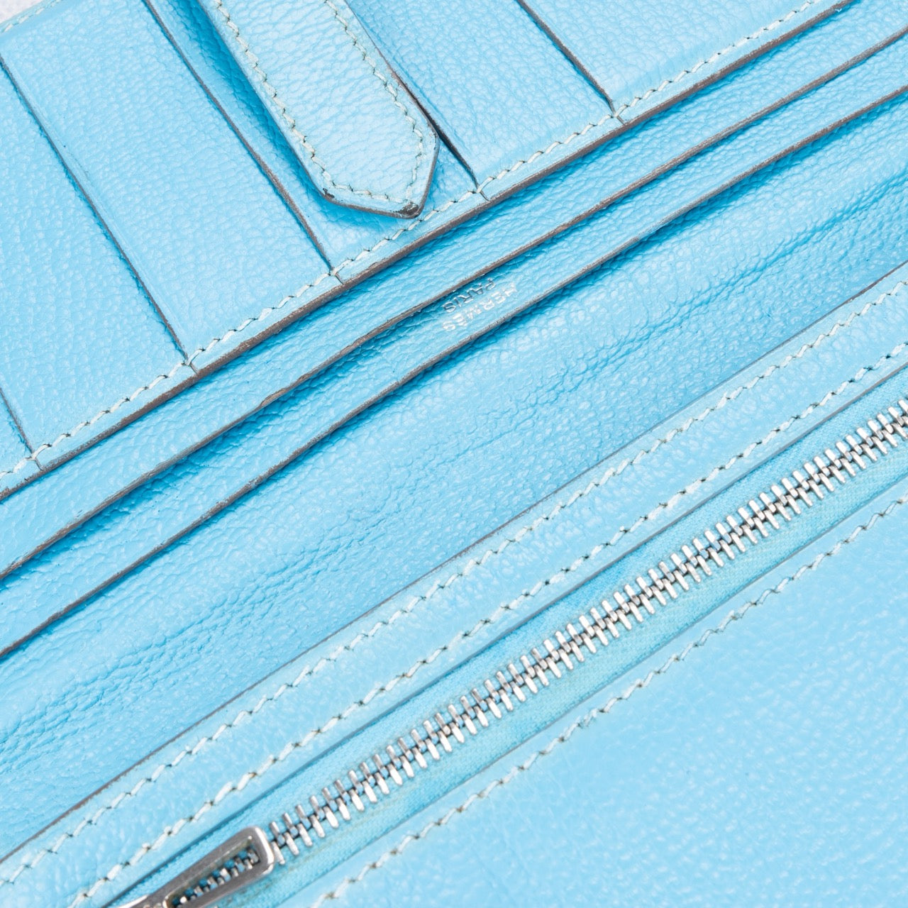 Hermes Blue Leather Bifold Long Wallet