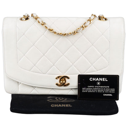 Chanel Quilted Lambskin 24K Gold Single Diana Crossbody Bag