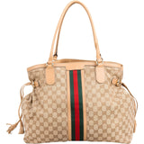 Gucci Monogram GG Canvas Jolicoeur Web Stripe Tote Shoulder Bag