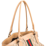 Gucci Monogram GG Canvas Jolicoeur Web Stripe Tote Shoulder Bag