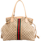 Gucci Monogram GG Canvas Jolicoeur Web Stripe Tote Shoulder Bag
