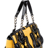 Fendi Yellow Velvet Satin & Patent Leather B. Handbag