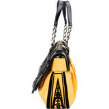 Fendi Yellow Velvet Satin & Patent Leather B. Handbag