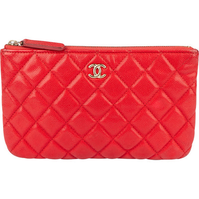 Chanel Quilted Caviar Leather CC Pouch