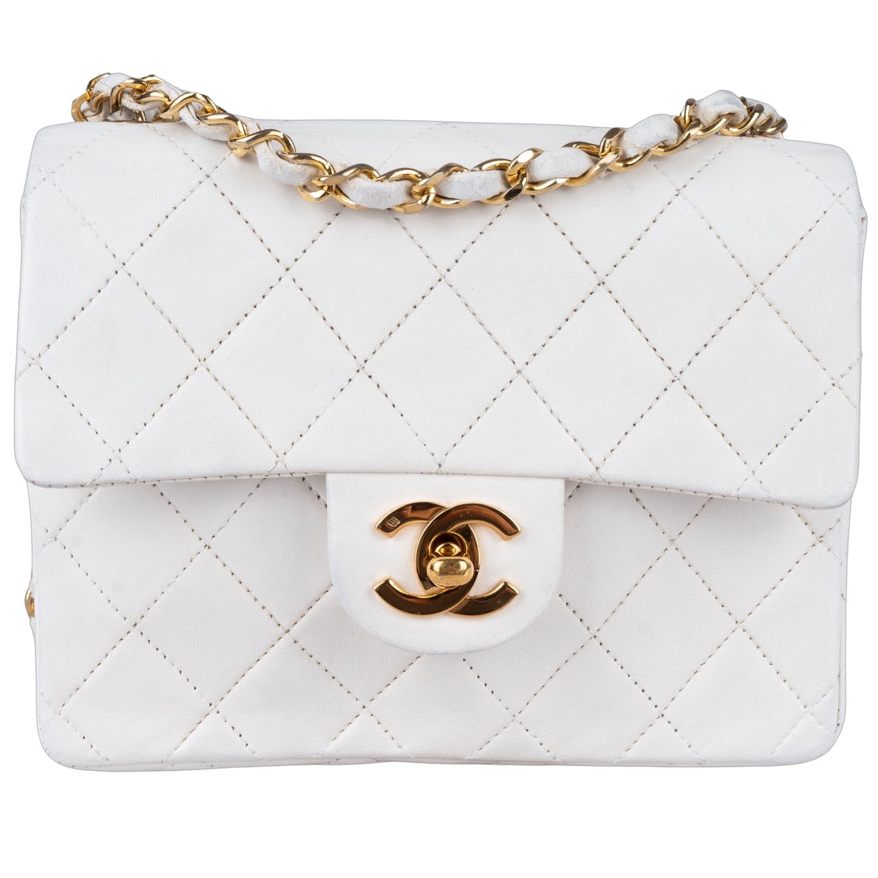 Chanel Quilted Lambskin 24K Gold Mini Single Flap Crossbody Bag