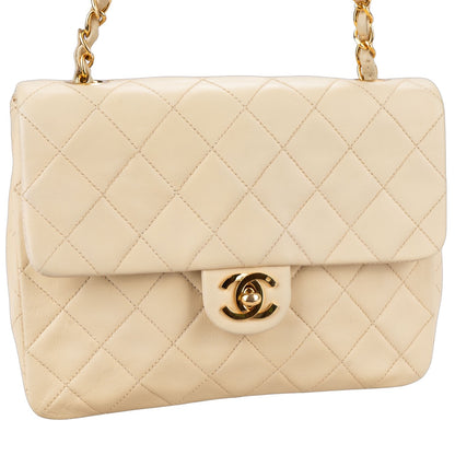 Chanel Quilted Lambskin 24K Gold Single Flap Crosbody Bag
