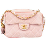 Chanel Quilted Suede Leather Camera Crossbody Bag