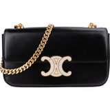 Celine Shiny Calfskin Crystal Claude Triomphe Shoulder Bag