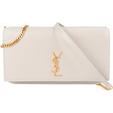 Saint Laurent Grey Smooth Leather Kate Wallet On Chain Crossbody Bag