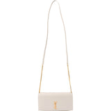 Saint Laurent Grey Smooth Leather Kate Wallet On Chain Crossbody Bag