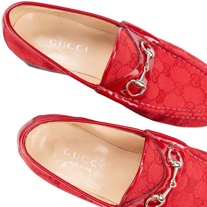 Gucci Red GG Monogram Horsebite Loafer (36)