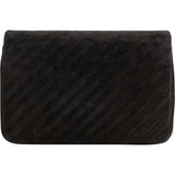 Chanel Quilted Chevron Suede 24K Gold Vintage Single Flap Shoulder Bag