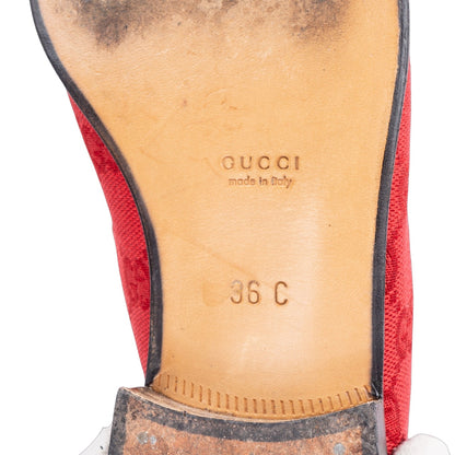 Gucci Red GG Monogram Horsebite Loafer (36)