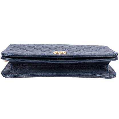 Chanel Quilted Navy Lambskin 24K Gold Single Flap Bag