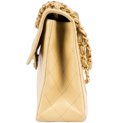 Chanel Quilted Lambskin 24K Gold Jumbo Crossbody Flap Bag