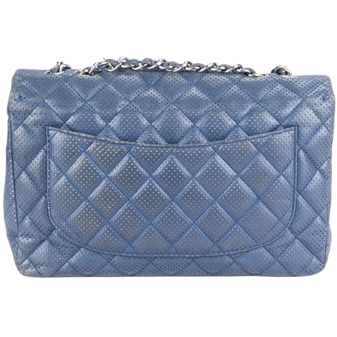 Chanel Perforated Single Crossbody Silver Hardware Flap Bag