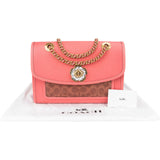 Coach Monogram Signature Canvas  Parker Camellia Turnlock Crossbody Bag