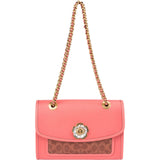 Coach Monogram Signature Canvas  Parker Camellia Turnlock Crossbody Bag