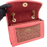 Coach Monogram Signature Canvas  Parker Camellia Turnlock Crossbody Bag