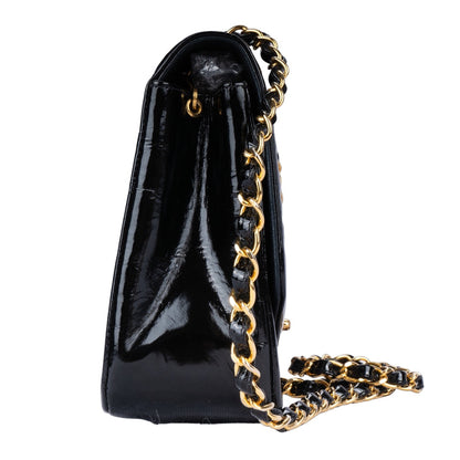 Chanel Patent Leather 24K Single Flap Diana Crossbody Bag