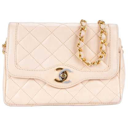Chanel Quilted Lambskin Bicolor Crossbody Bag beige