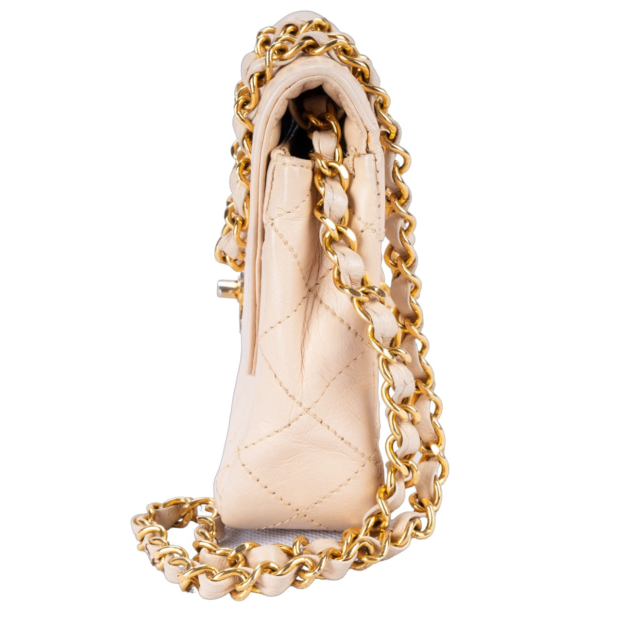 Chanel Quilted Lambskin Bicolor Crossbody Bag beige