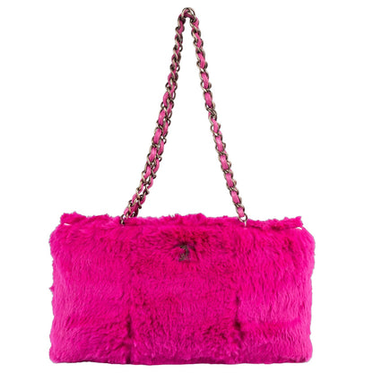 Chanel Fuzzy Rabbit Fur Pink Barbie Handbag