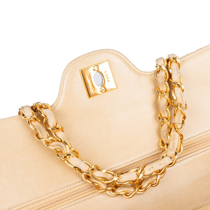 Chanel Quilted Lambskin 24K Gold Bicolor Double Flap Bag Medium