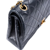 Chanel Quilted Blue Lambskin 24K Gold Double Flap Bag