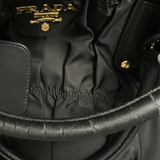 Prada Black Tessuto Gaufre Drawstring Tote Handbag