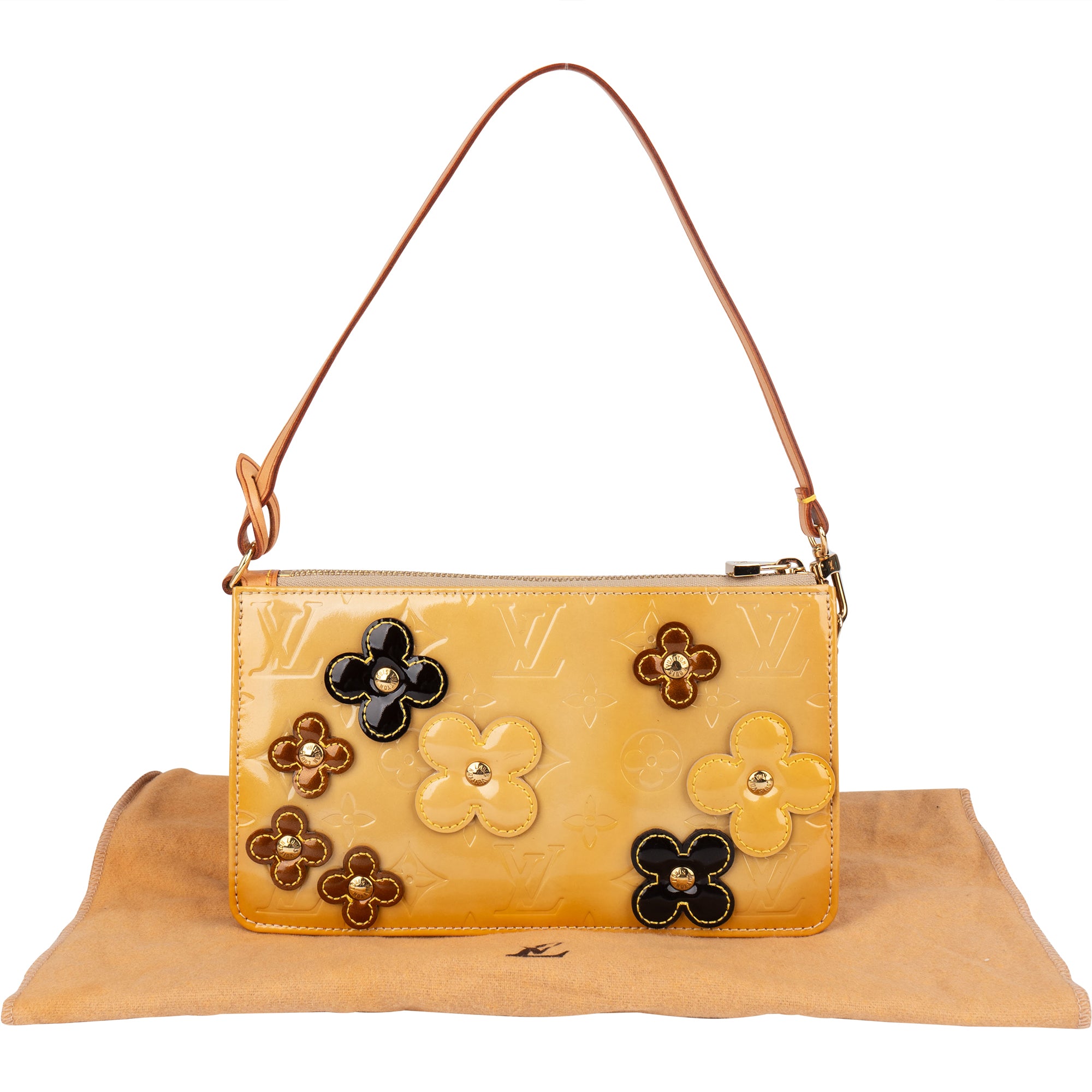 Louis Vuitton Monogram Vernis Fleurs Lexington Pochette Handbag - vintageandkickz