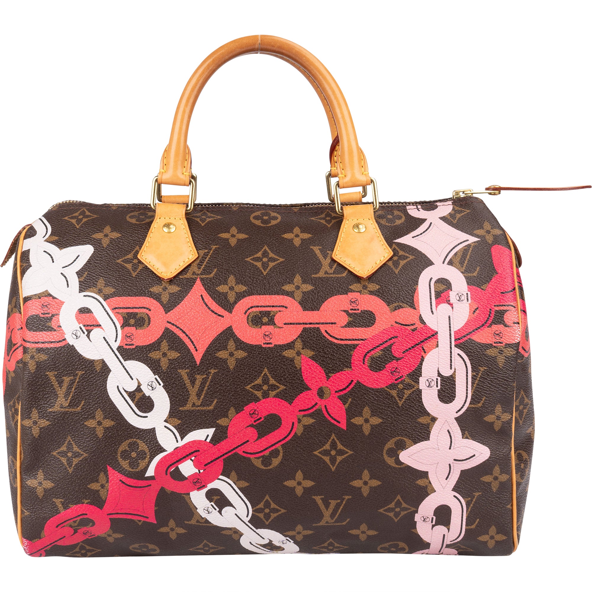 Louis Vuitton Monogram Canvas Chain Flower Speedy 30 Handbag - vintageandkickz