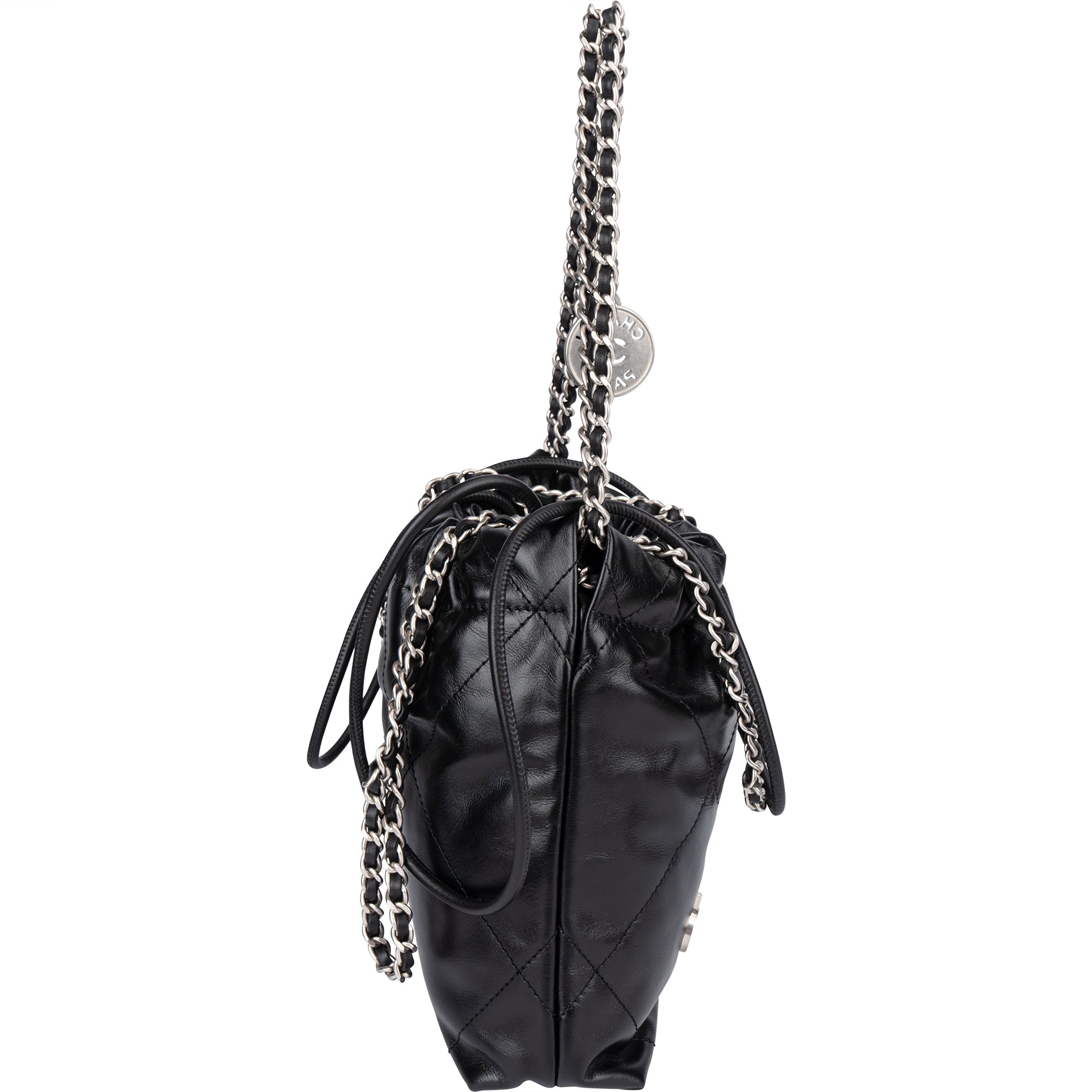 Chanel Noir Quilted Calfskin Small 22 Shoulder Bag - vintageandkickz