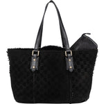 Gucci Suede GG Monogram Jolicoeur Shearling Tote Handbag - vintageandkickz