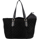 Gucci Suede GG Monogram Jolicoeur Shearling Tote Handbag - vintageandkickz