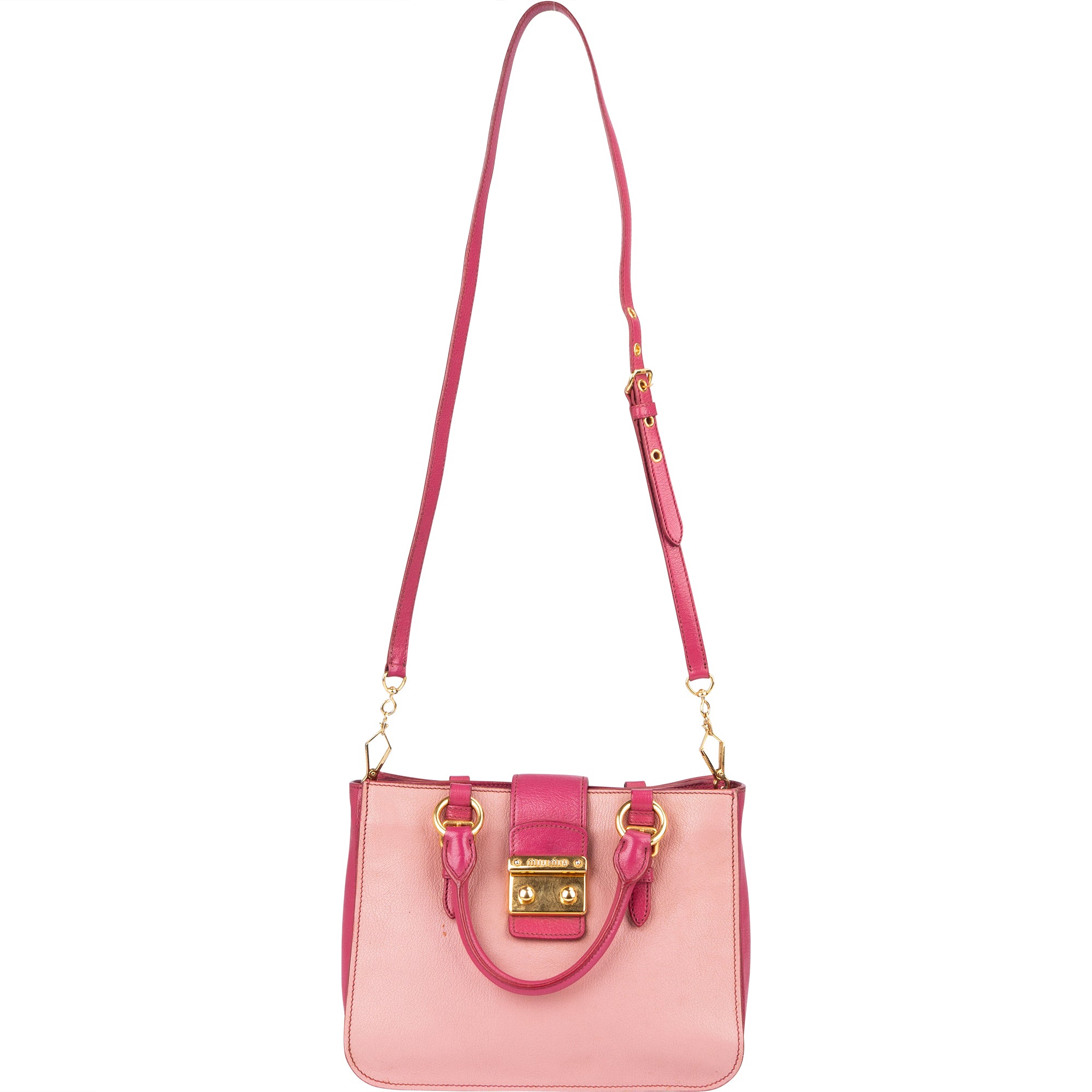 Miu Miu Leather Madras Bicolore Handbag - vintageandkickz