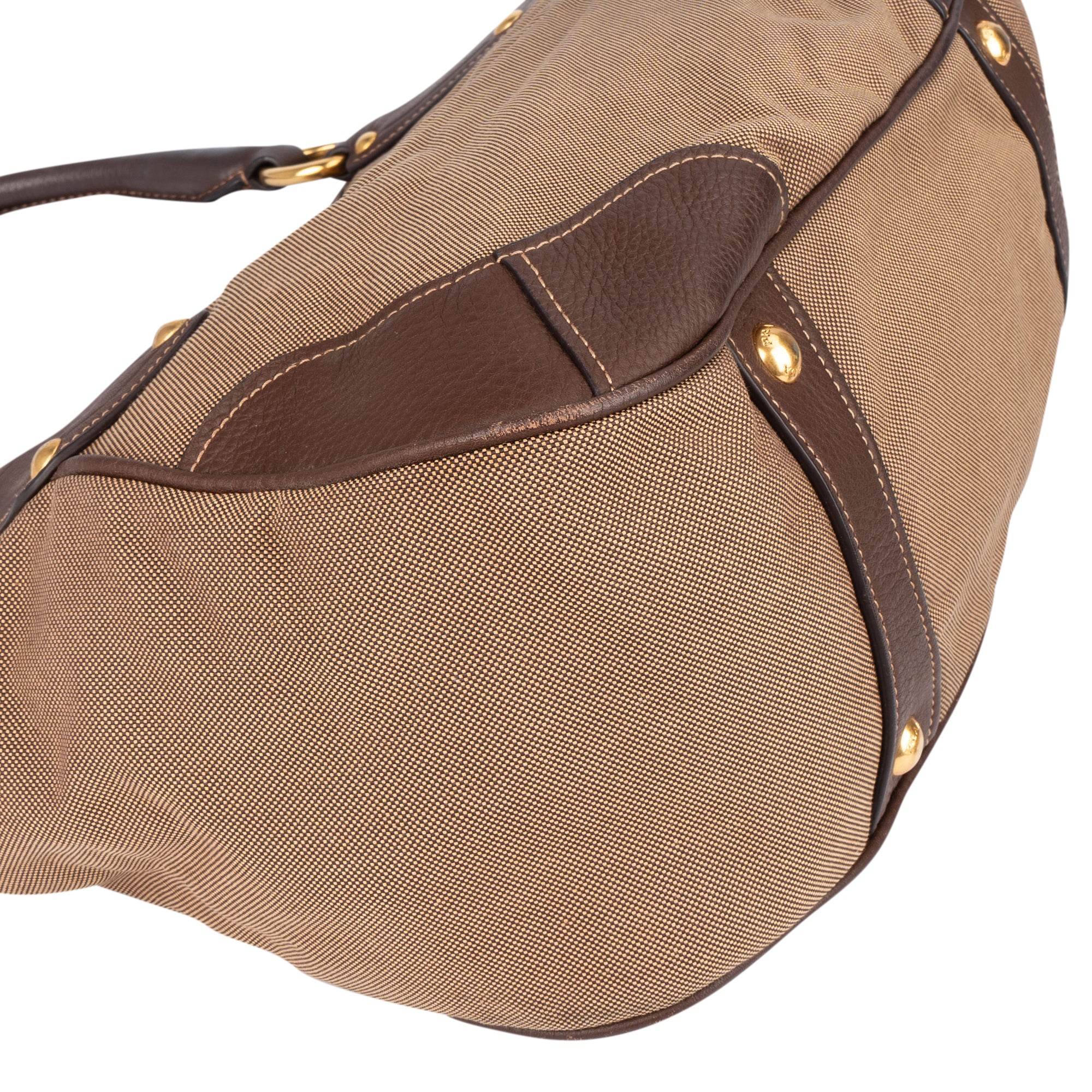 Prada Logo Jacquard Triangle Tote Handbag - vintageandkickz