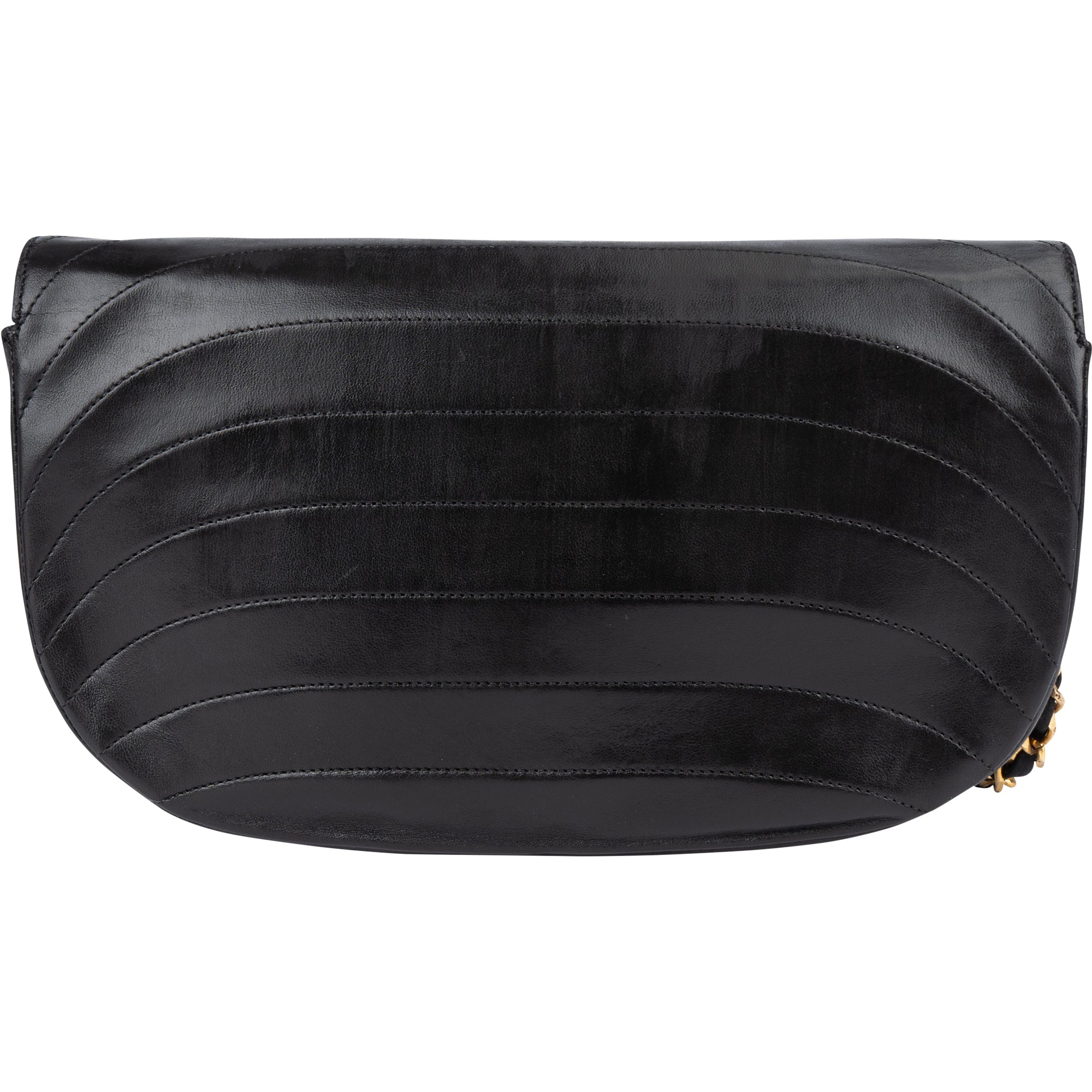 Chanel Lambskin Halfmoon Single Flap Shoulder Bag - vintageandkickz